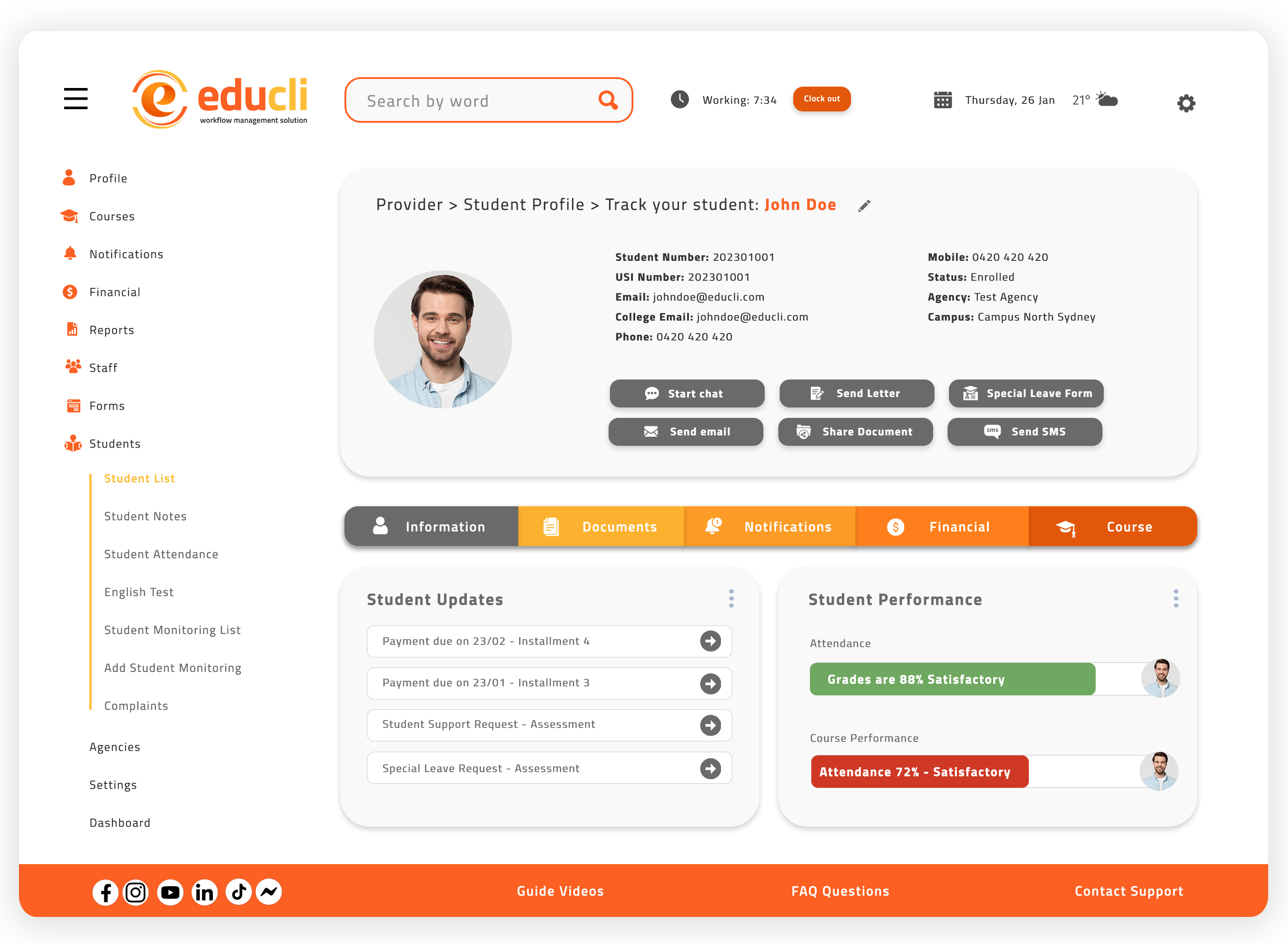 educli student profile