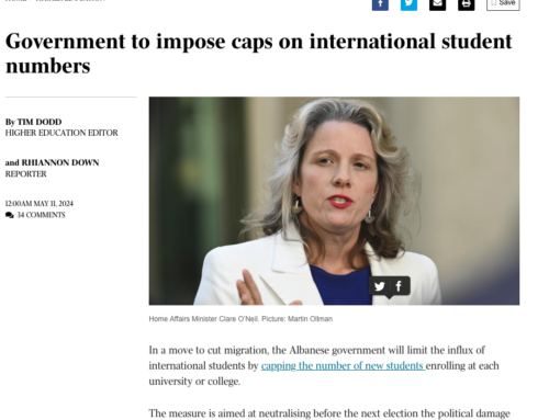 Australian government to impose caps on international student numbers