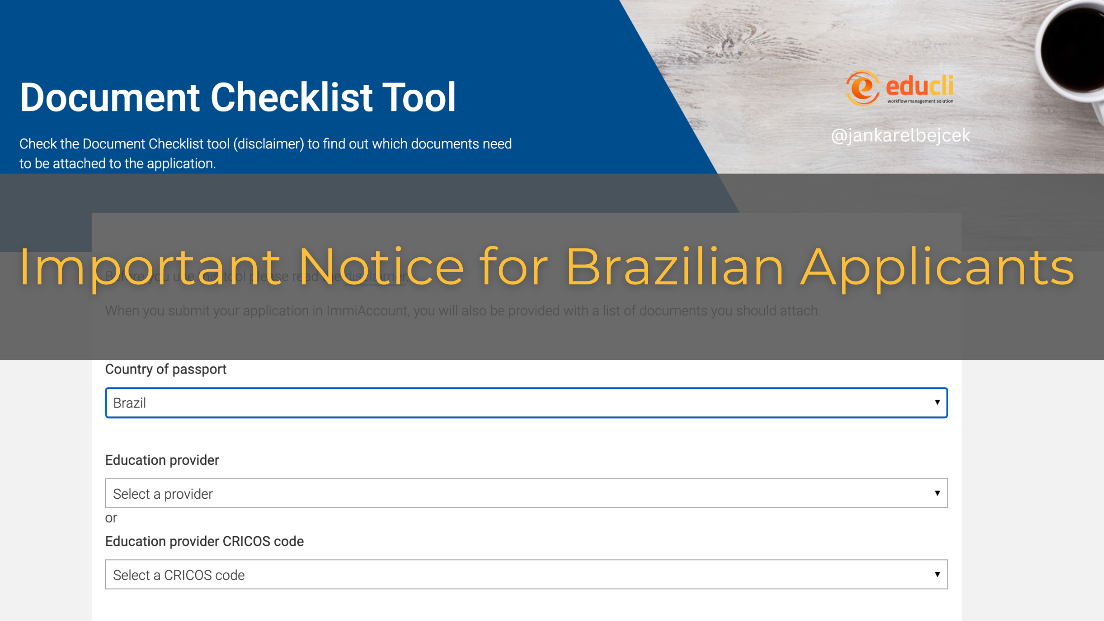 IMPORTANT NOTICE FOR STUDENT VISA APPLICANTS FROM BRAZIL