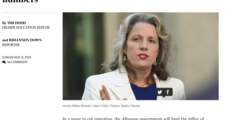 Australian government to impose caps on international student numbers