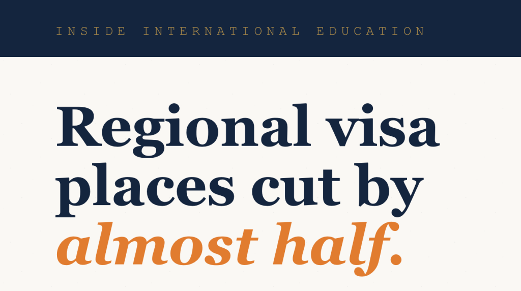 Regional visa places cut by almost half